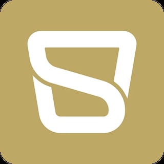 SIPN Bourbon logo: white stylized S on tan rounded square background